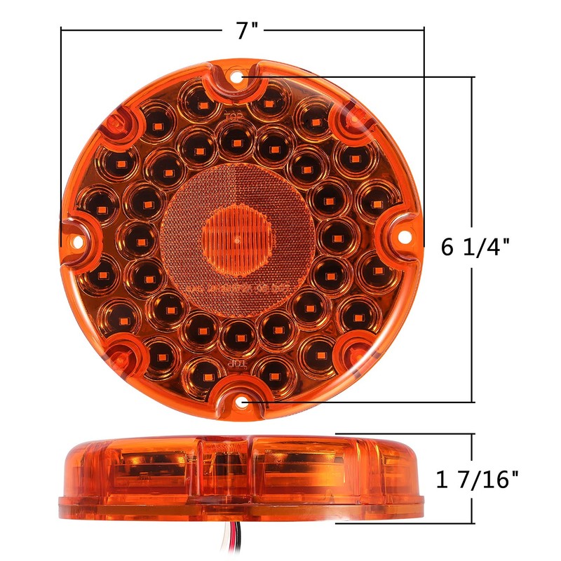 Partsam 2Pcs 7" Round Transit Tail Lights Amber 36 LED,