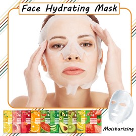 30PCS Plant Fruit Sheet Face Masks Set,Moisturizing Facial Sheet Masks,Hydrating Face Masks Sheet Masks Set,Non-greasy Overnight Face Mask Facemasks for Women and Men