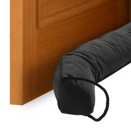 uxcell Door Sweep for Bottom of Doors, 28" x 3" Door Draft Stopper with Hanging Loops Weather Stripping Machine Washable for Windows Blocker Dust Cold Heat Noise, Black