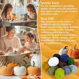 Acrylic Yarn - Soft Knitting Yarn for Crocheting for Crafts Yarn Skeins for Crocheting DIY Yarn Bulk for Handicraft Knitting Yarn for Scarves Gift for Beginners and Adults 15 Yarn Pack x 20g