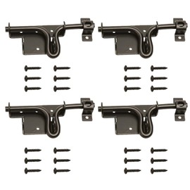 LAJIAOZ 4pcs Black Heavy Duty Slide Bolt Gate Latch with Padlock Hole - Solid Hardware Thickened Metal Door Locks Gate Latches for Shed Door,Wooden Fences,Barn Doors,Yard Door