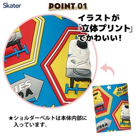 Skater SSPV4 Stainless Steel Children's Water Bottle, 12.8 fl oz (380 ml), Drinking Straw, 3D Plarail, Blue