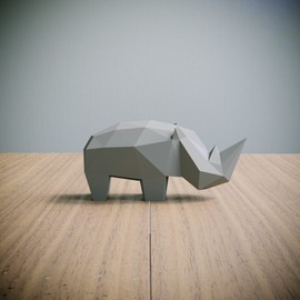 Yona DIY, Small Rhino Papercraft Kit, Small Rhino Paper Model, 3D Origami Kit Hand Assembly, Home Decoration, Gift, Origami 3D, Paper Crafts, Puzzle 3D