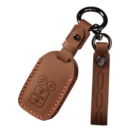 ZANEKO New Spacia Key Case Compatible with Suzuki Spacia Custom Solio Key Cover New Wagon R Flare Wagon Swift Smart Key Case Key Holder Genuine Leather, Braun