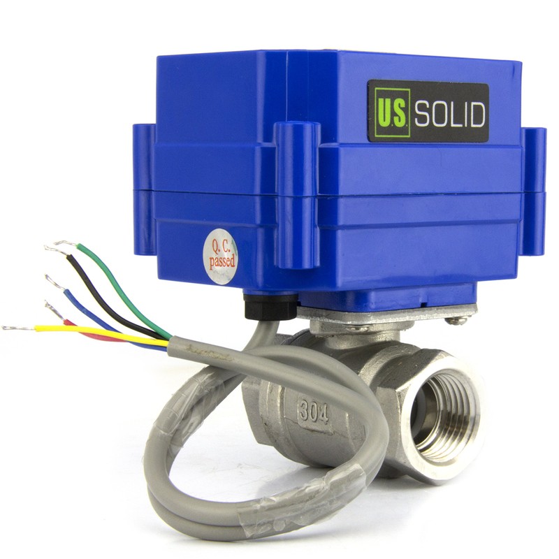 U.S. Solid 1/2" Motorized Ball Valve, Stainless Steel Electrical Valve