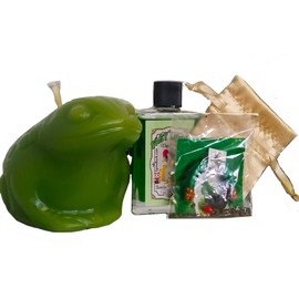 Victoria Rey Money Frog Candle Kit - Prosperity, Casino, Feng Shui, Witchcraft, Pagan, with Perfume & Amulet