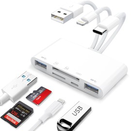 Kammoy Lector de Tarjetas de Memoria 5en1, Adaptador OTG USB y Lector de Tarjetas SD para Phone/Pad, Dispositivos USB C y USB A, Compatible con SD/MicroSD/SDHC/SDXC/MMC/RS-MMC/Micro SDHC,UHS-I