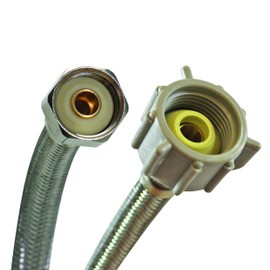 Fluidmaster B4T09U Universal Toilet Connector With Size Adaptors, Braided Stainless Steel - 3/8 Compression, 7/16 Compression, 1/2 Compression Or 1/2 F.I.P. Thread x 1/2 Female Ballcock Thread, 9-Inch Length
