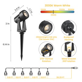 Svater Low Voltage Landscape Lighting 6 Pack, 3W IP65 Waterproof 12V Spot