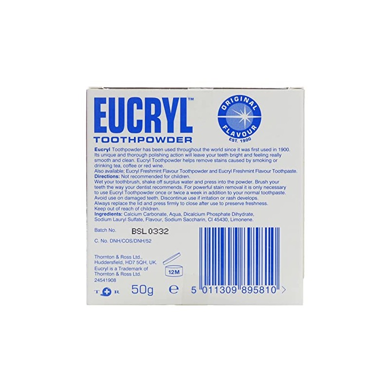 Eucryl Tooth Powder Freshmint 50 g, 50 g (Pack of