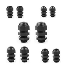 EZFIT Long Threads Cable Gland 10 Pack Plastic Waterproof Adjustable 3-13mm Cable Connectors PG7 PG9 PG11 PG13.5 PG16 Cable Glands Joints With Gaskets Enough Thread (Long Thread)