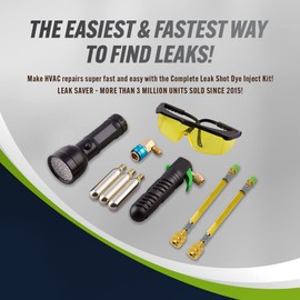 Leak Saver Leak Shot Dye Inject Kit - Complete UV Dye Refrigerant Leak Detection Kit for Automotive, Home, Commercial, Marine Air Conditioner, and Refrigeration Systems - Made in The USA