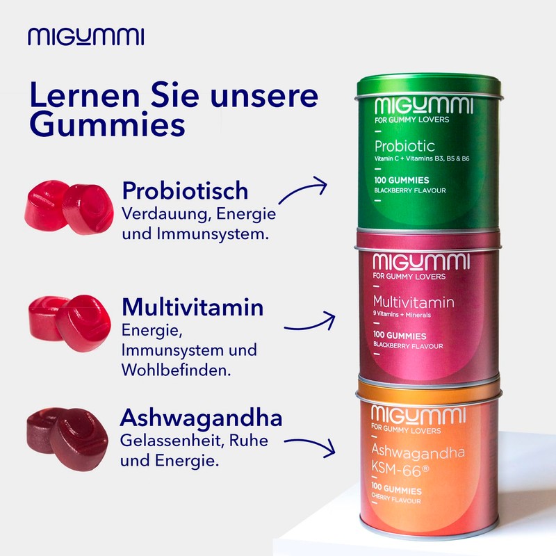Intestinal Probiotic Gummies | 100 Gummies with Natural Blackberry Flavour