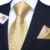 DiBanGu Gold Yellow Floral Tie for Men Silk Paisley Necktie