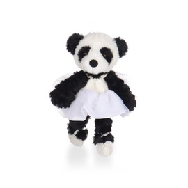 Apricot Lamb Ballet Panda Plushies Stuffed Animals for Kids, Soft Cute Plush Toys for Baby Girl and Boy, Fluffy Black 7 Inches