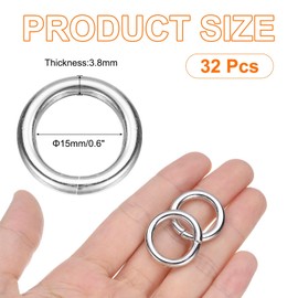 sourcing map 32 Pcs O Ring Buckle 25mm/1" ID 3.8mm Thickness Zinc Alloy Opening O-Rings Clasp Clips for Crafts Keyrings Bags Straps Belts DIY Accessories, Bright Silver