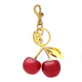 Beljeley Cute Cherry Bag Charm Keychain, Letter Purse Accessories for Women, Perfect for Handbags Car and Backpack Gifts T