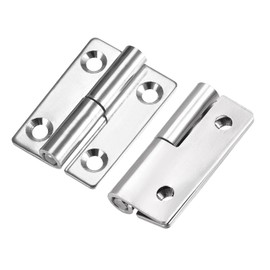 sourcing map Lift Off Hinge (50mm/2") 2pcs, 304 Stainless Steel Left-Handed Slip Joint Small Flag Hinges - for Cabinet Door, Silver Tone