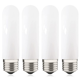 40W Equivalent T10 LED Light Bulb, Deep Frosted Glass Cover Dimmable T30 Invisible Filament Edison Bulb, Daylight White 5000K, 4 Watt E26 Base Milky Tube LED Bulbs for Chandelier Cabinet, 4 Pack