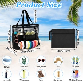 Oupuven Beach Bag Large Tote Bag Beach Bag Family Travel Gift Shopping Bag Women's Swimming Bag Swimming Bag with Zip
