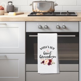World’s Best Great Grandma Weave Kitchen Towels Dish Towels Dish Cloth, Grandma Gifts from Grandson Granddaughter, Grandma Tea Hand Towel for Grandma Mother's Day (World's Best Great Grandma)