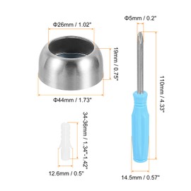 HARFINGTON 4pcs Stainless Steel Closet Rod Holder Set Spherical 1.02" Dia Shower Rod Flange Socket Wardrobe Bracket with Screwdriver and Expansion Tube for Closet Shelf Wardrobe Curtain