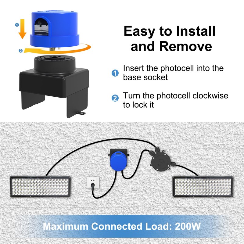Kekeou Photocell Sensor with Base Outdoor, Twist Lock Photoelectric Control