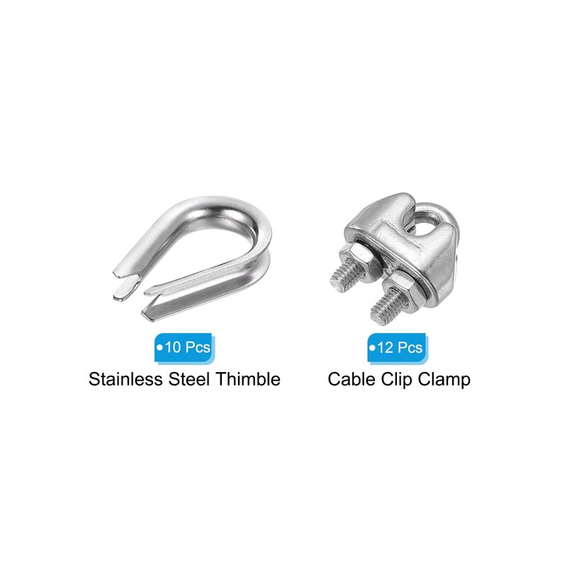 PATIKIL Wire Rope Accessory Set, 304 Stainless Steel 12 Pcs