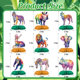 9PCS Safari Birthday Decorations Jungle Theme Party Decorations Watercolor Wild Animals Baby Shower Decorations Safari Centerpieces for Tables Baby Shower Centerpieces for Tables Boy Party Supplies
