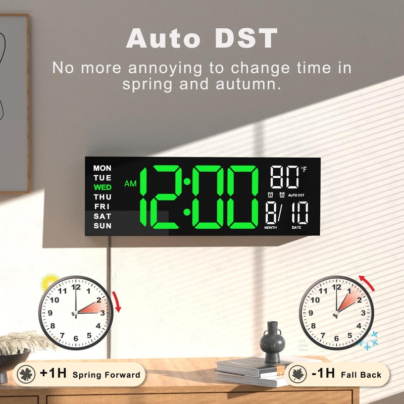 JALL 16" Large Digital Wall Mount Clock, Count Down Timer,