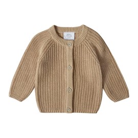 Stellou & friends Baby Cardigan for Girls and Boys, Unisex High-Quality and Soft Baby Clothing Made of 100% Cotton, I V, Oeko-Tex Certified, beige