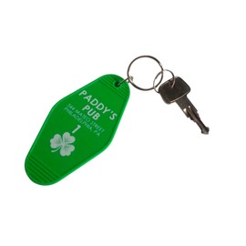 Guacamole Vintage Motel Keychains – Movie & TV-Inspired Tags – Collectible Keychain with Metal Ring – Horror, Comedy & Cult Classic Designs (Paddy’s Pub - Irish Green with White Font)