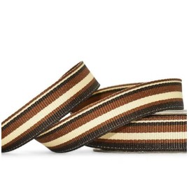 1 Pcs 5/8"W Stripe Grosgrain Ribbon Brown Ivory 10 Yards, Stripe Ribbon for Gift Wrapping | #AA120RK