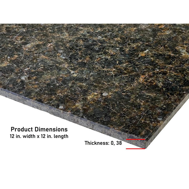 12x12 Ubatuba Black Gold Dark Green Speckled Polished Granite Floor