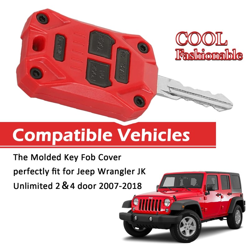 USSKYBOY Injection Molded Key Fob Cover Accessories for Jeep Wrangler