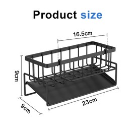 SKENGWEL Sink Organiser, Sink Kitchen Organiser with Self-Draining Drain Tray, Sponge Holder, Towel Holder, Dish Cloth Holder, Sink Organiser for Kitchen and Bathroom (Black)