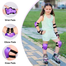 Unicorn Castle Children's Knee Pads Set Inline Skate Protectors 6-in-1 Protective Equipment Children's Elbow Pads Wrist Guards Protectors for 3-8 Years, Rainbow