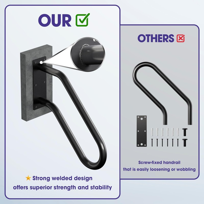 Xesi Wall Mount Handrails for Outdoor Steps with DIY Installation