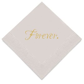 Weddingstar 3-Ply Gold Foil Cocktail Napkins Grey - Forever