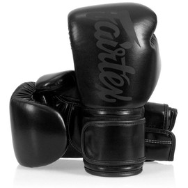 Fairtex BGV14SB Solid Black Muay Thai Boxing Glove - Size: 14 oz