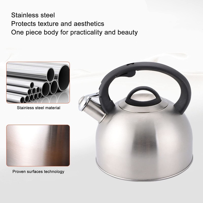 3L Stainless Steel Whistling Kettle with Insulated Handle, Quick Boiling