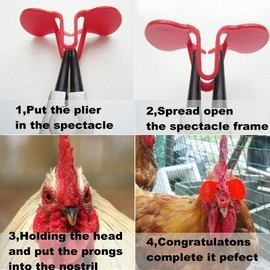 Weilan 70 Pieces Chicken Blinders Pinless Peepers with Plier for Roosters/Hens/Pheasants/Chicks to Stop Pecking(Large+Middle,Red)