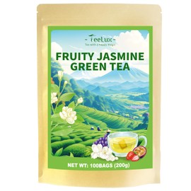 TeeLux Fruit Scented Jasmine Green Tea, Brisk Green Tea with Natural Fruity Jasmine Flavor, Pleasant Floral & Fruit Aroma, 100 Count