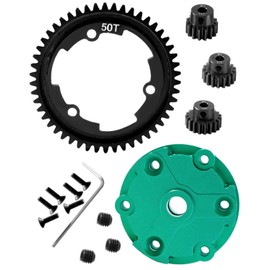 hopsupRC 45# Steel Spur Gear 50T & Aluminum Cush Drive with(15T+17T+19T) Pinions Gear Sets Upgrades Part for 1/10 New E-Revo2.0,1/5 X-Maxx,#6449#7793X,Green