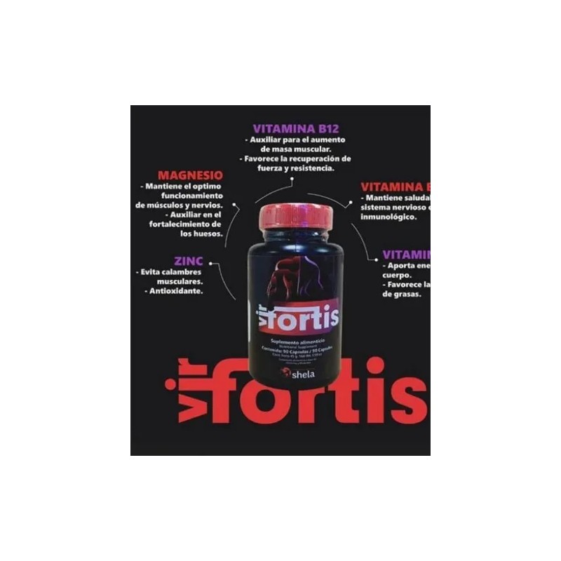 Vir Fortis Suplemento Para Aumentar Masa Muscular C/90 Cap Sabor