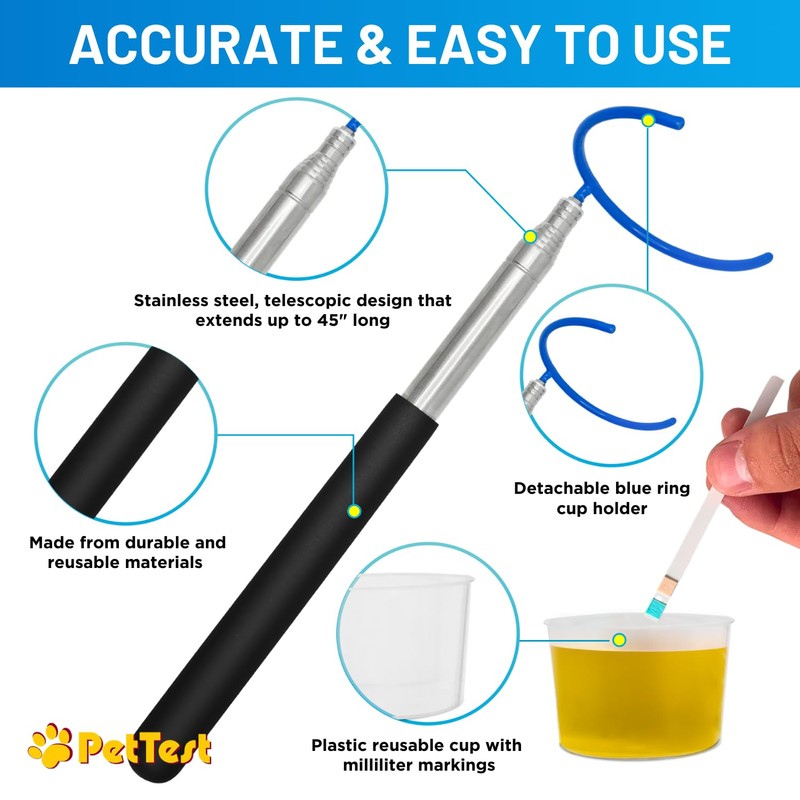 PetTest i-Catch Telescoping Dog Urine Catcher, 45-inch Extendable Dog Pee