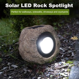HQIAN SAT 4 Pack Solar Garden Lights Outdoor Super Bright Solar Rock Spot ligths Outdoor Led Landscape Lighting for Pathway Lawn Patio Porch Yard Walkway