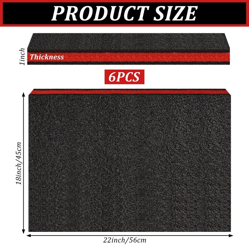 6 Pack Tool Box Foam,Foam Inserts for Cases, 22 x