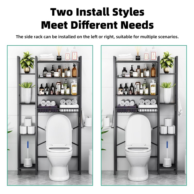 Kalrin 8-Tier Over The Toilet Storage with Side Rack, Over