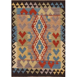 Rug Source Southwestern Collection, 3x5 Kilim Rug, Hand Woven Multi-Colored Geometric Rug, Oriental 100% Wool Carpet for Foyer, Entryway and Hallway